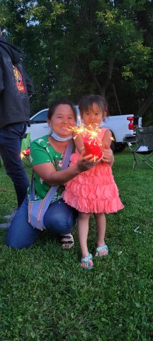 Mom and daughter enjoying the sparkles.